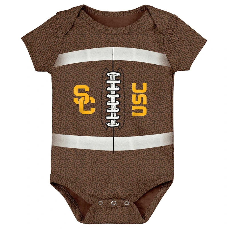 Newborn & Infant Brown USC Trojans Catch Me Football Bodysuit