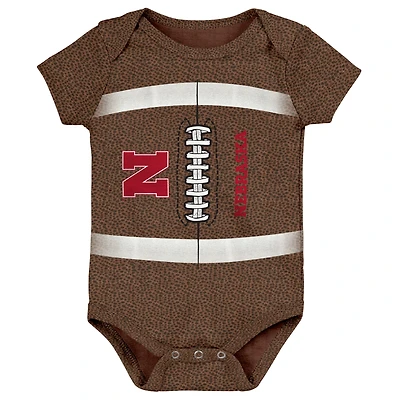 Newborn & Infant Brown Nebraska Huskers Catch Me Football Bodysuit