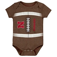 Newborn & Infant Brown Nebraska Huskers Catch Me Football Bodysuit