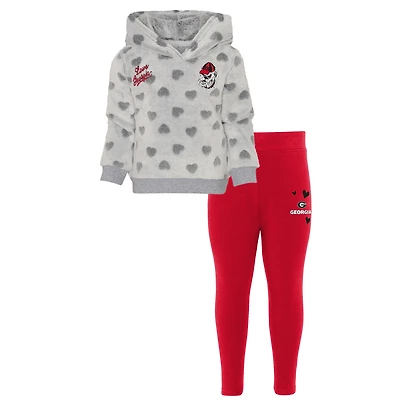 Girls Preschool Gray/Red Georgia Bulldogs Heart to Heart Hoodie & Leggings Set