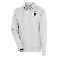 Women's Antigua Heather Gray Columbus Crew Logo Action Pullover Hoodie