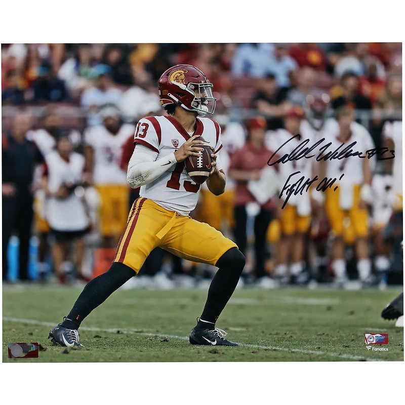 Caleb Williams USC Trojans Autographed 16" x 20" Throwing Photograph with "Fight On!" Inscription