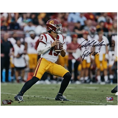 Caleb Williams USC Trojans Autographed 16" x 20" Throwing Photograph with "Fight On!" Inscription