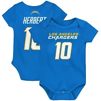 Newborn & Infant Justin Herbert Powder Blue Los Angeles Chargers Mainliner Player Name & Number Bodysuit