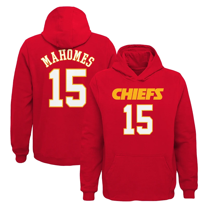 Youth Patrick Mahomes Red Kansas City Chiefs Mainliner Player Name & Number Pullover Hoodie