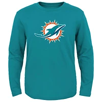 Youth Aqua Miami Dolphins Primary Logo Long Sleeve T-Shirt