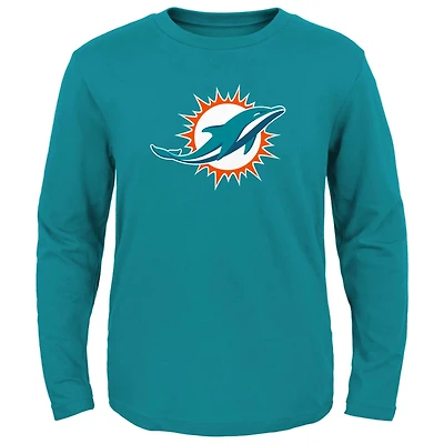 Youth Aqua Miami Dolphins Primary Logo Long Sleeve T-Shirt