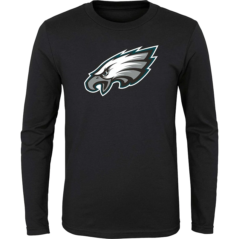 Youth Black Philadelphia Eagles Primary Logo Long Sleeve T-Shirt