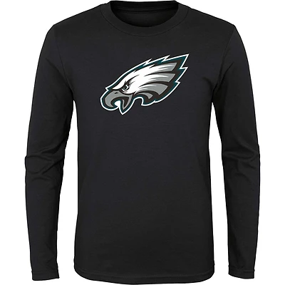 Youth Black Philadelphia Eagles Primary Logo Long Sleeve T-Shirt