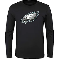 Youth Black Philadelphia Eagles Primary Logo Long Sleeve T-Shirt