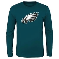 Youth Midnight Green Philadelphia Eagles Primary Logo Long Sleeve T-Shirt