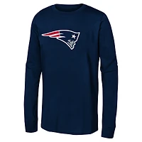 Youth Navy New England Patriots Primary Logo Long Sleeve T-Shirt