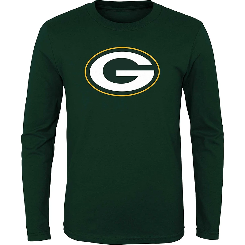 Youth Green Green Bay Packers Primary Logo Long Sleeve T-Shirt