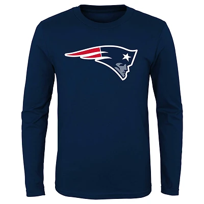 Preschool Navy New England Patriots Primary Logo Long Sleeve T-Shirt
