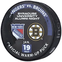 New York Rangers Practice-Used Puck Used During Warmups vs. Boston Bruins on January 19, 2023