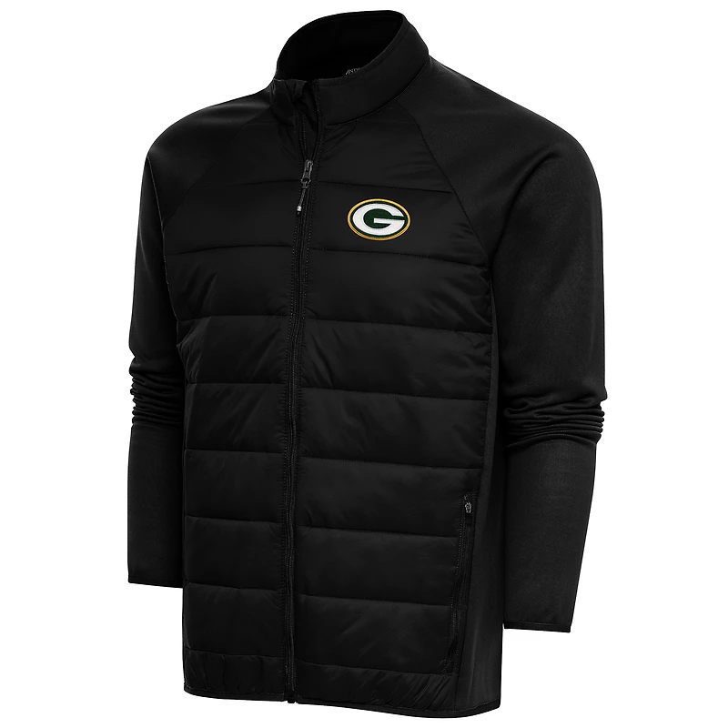 Men's Antigua Black Green Bay Packers Altitude Full-Zip Jacket
