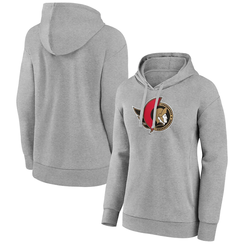 Women's Gray Ottawa Senators Primary Logo Pullover Hoodie