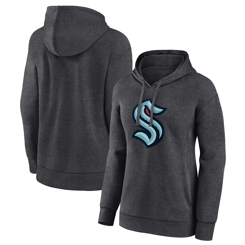 Women's Charcoal Seattle Kraken Primary Logo Pullover Hoodie