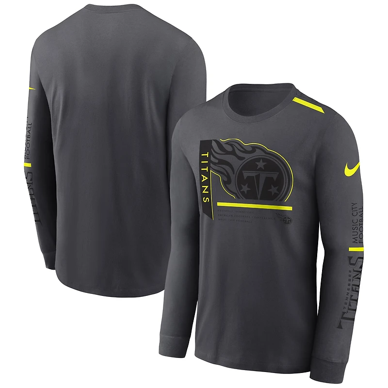 Men's Nike Anthracite Tennessee Titans Volt Performance Long Sleeve T-Shirt