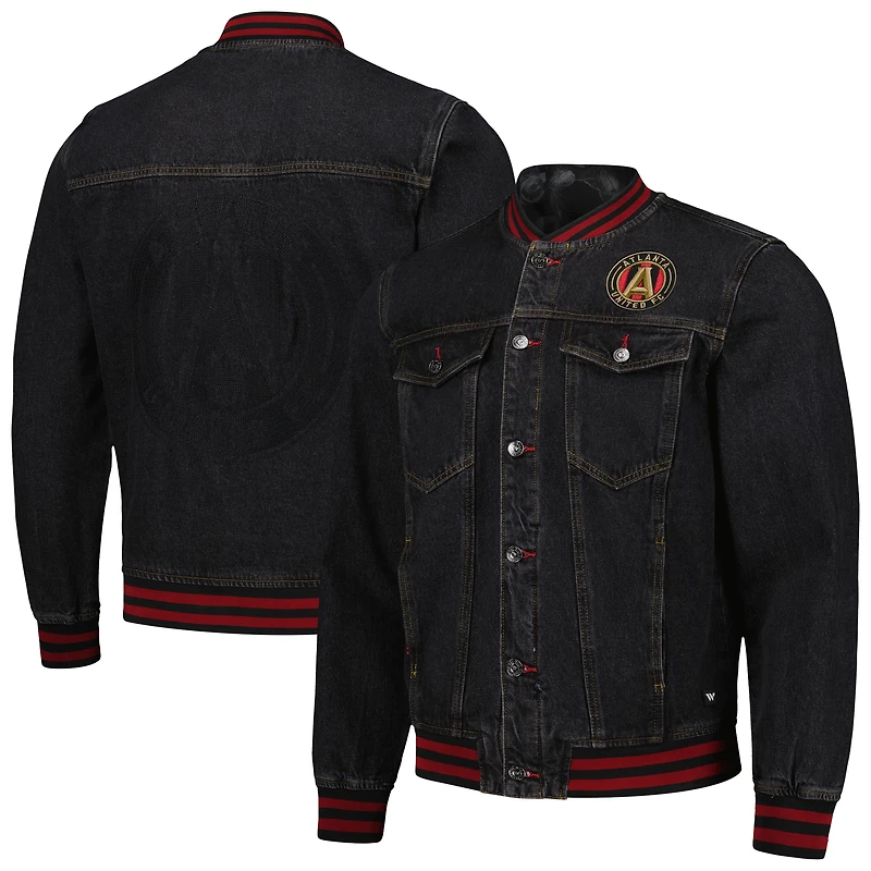 Men's The Wild Collective  Black Atlanta United FC Denim Full-Button Bomber Jacket