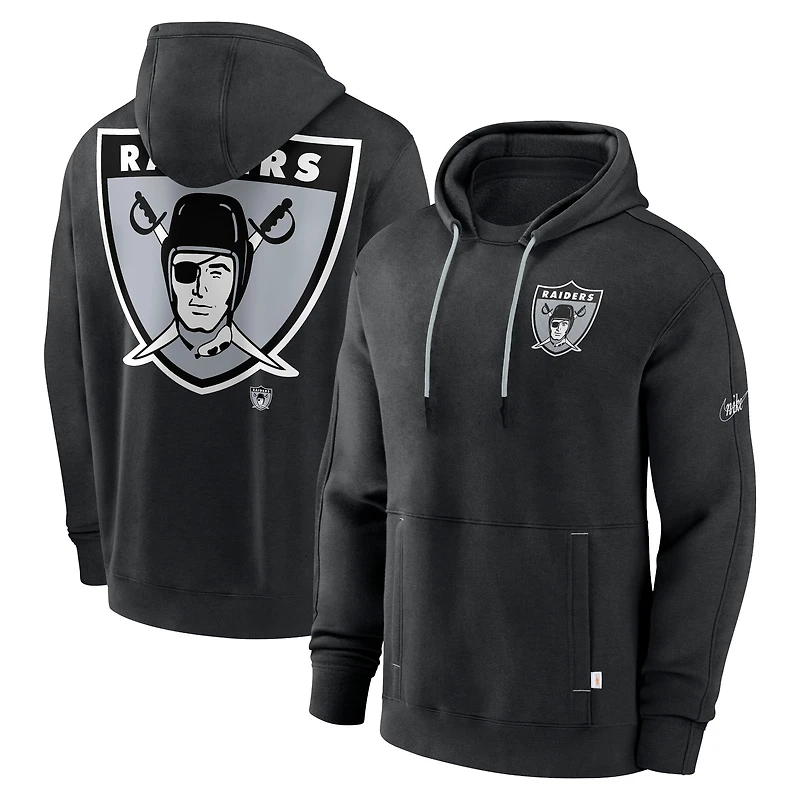 Men's Nike  Black Las Vegas Raiders  Layered Logo Statement Pullover Hoodie