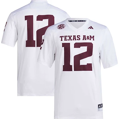 Men's adidas #12 White Texas A&M Aggies Premier Football Jersey