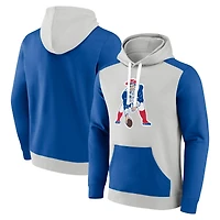 Men's Fanatics Gray/Royal New England Patriots Gridiron Classics Lost Step Pullover Hoodie