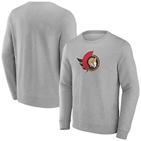 Men's Gray Ottawa Senators Primary Logo Fleece Pullover Sweatshirt