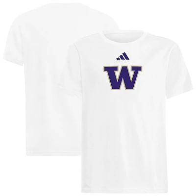Youth adidas  White Washington Huskies 2023 Sideline Locker Room Logo Fresh T-Shirt