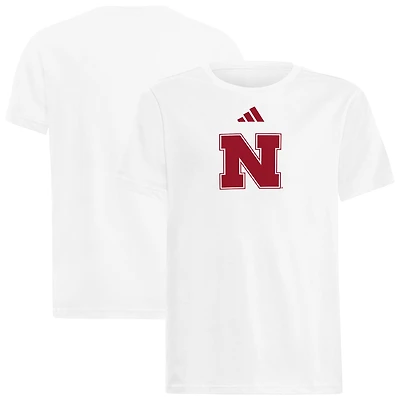 Youth adidas  White Nebraska Huskers 2023 Sideline Locker Room Logo Fresh T-Shirt