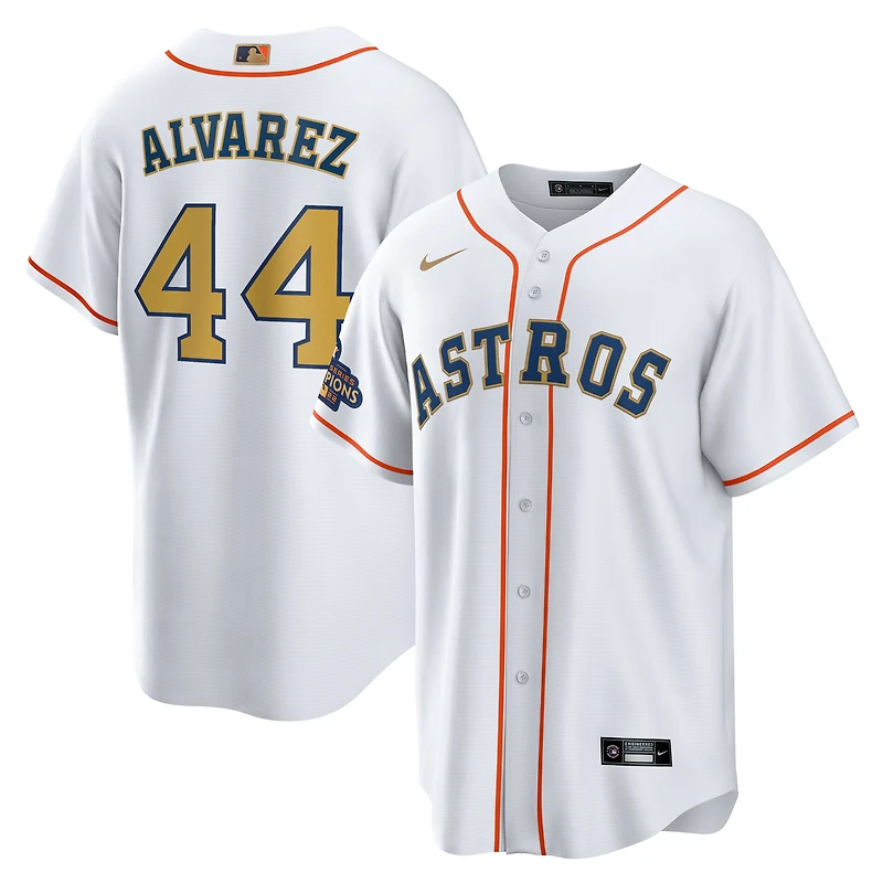 Men's Nike Yordan Alvarez White/Gold Houston Astros 2023 Gold Collection Replica Player Jersey