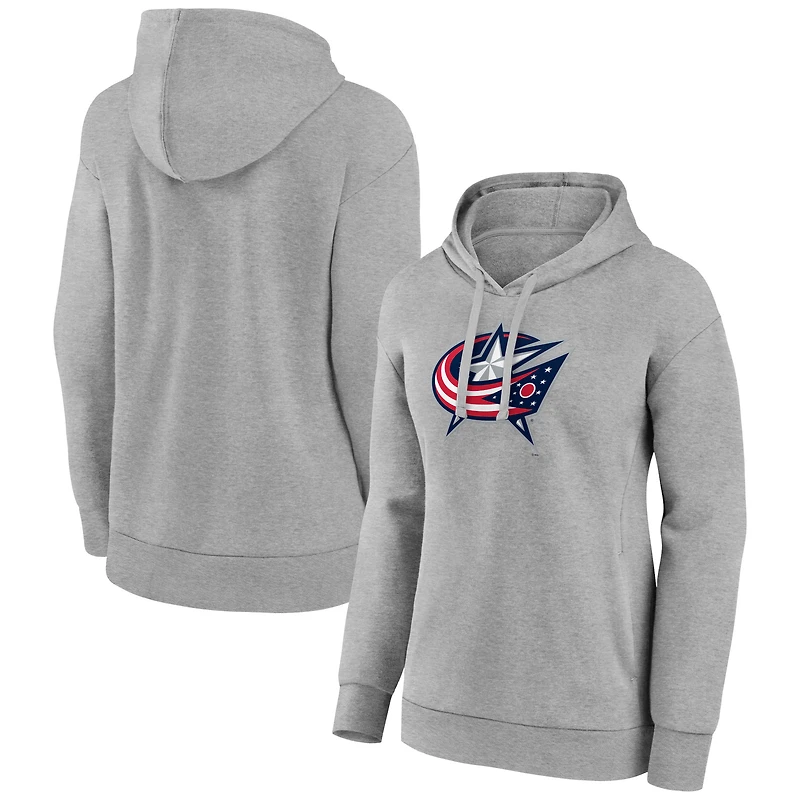 Women's Gray Columbus Blue Jackets Primary Logo Pullover Hoodie