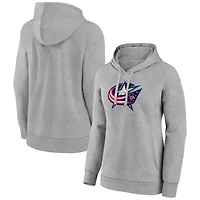 Women's Gray Columbus Blue Jackets Primary Logo Pullover Hoodie
