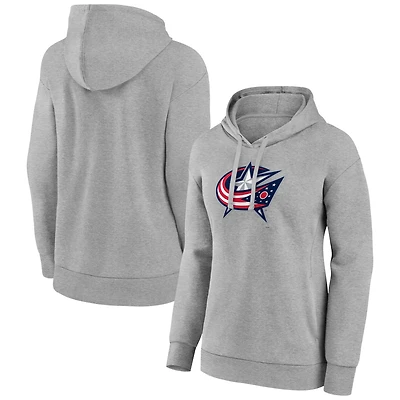 Women's Gray Columbus Blue Jackets Primary Logo Pullover Hoodie