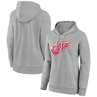 Women's Gray Detroit Red Wings Primary Logo Pullover Hoodie
