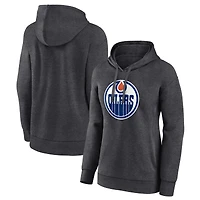 Women's Charcoal Edmonton Oilers Primary Logo Pullover Hoodie