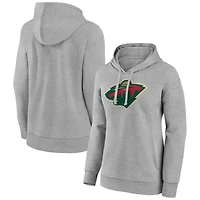 Women's Gray Minnesota Wild Primary Logo Pullover Hoodie