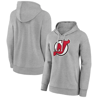 Women's Gray New Jersey Devils Primary Logo Pullover Hoodie