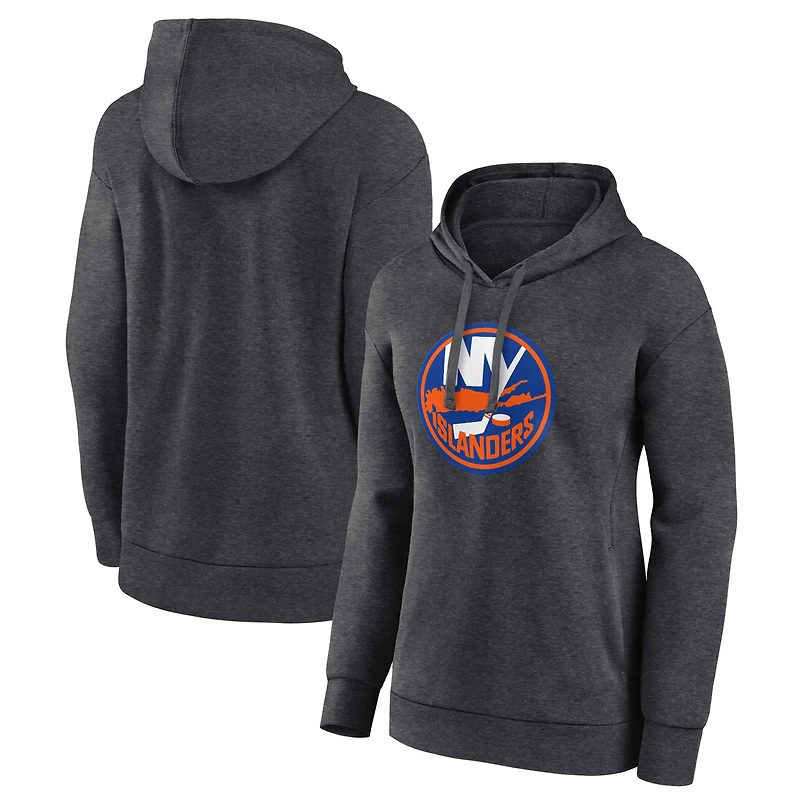 Women's Charcoal New York Islanders Primary Logo Pullover Hoodie