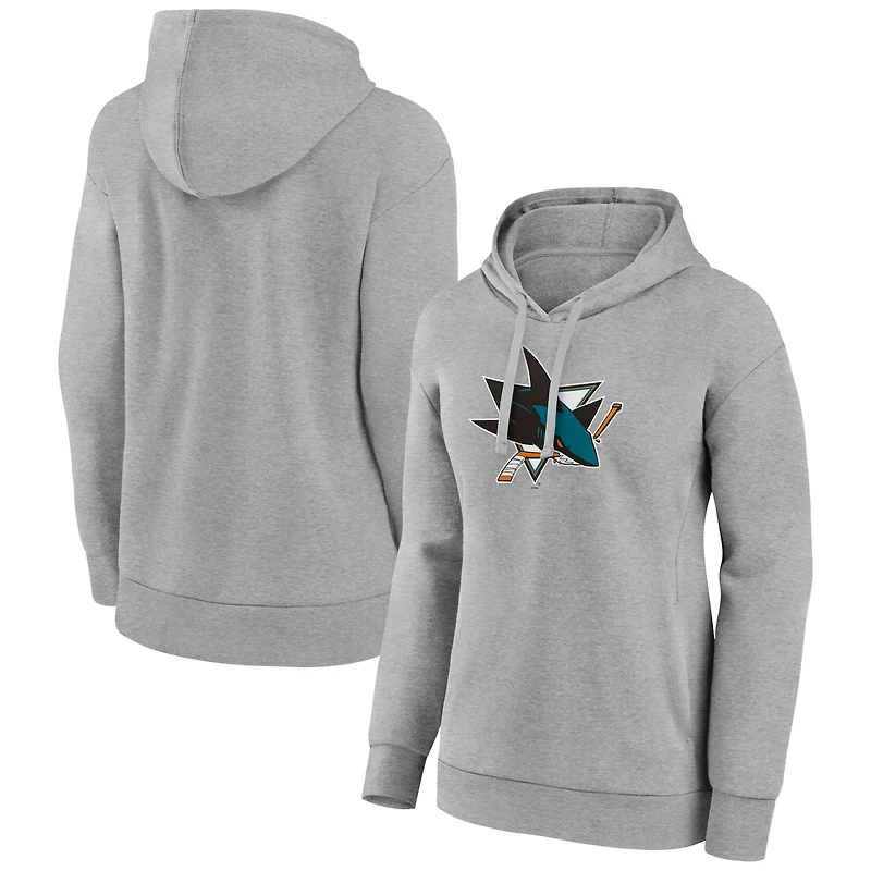 Women's Gray San Jose Sharks Primary Logo Pullover Hoodie