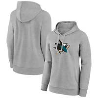 Women's Gray San Jose Sharks Primary Logo Pullover Hoodie