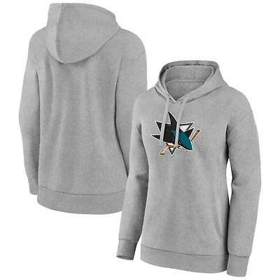 Women's Gray San Jose Sharks Primary Logo Pullover Hoodie