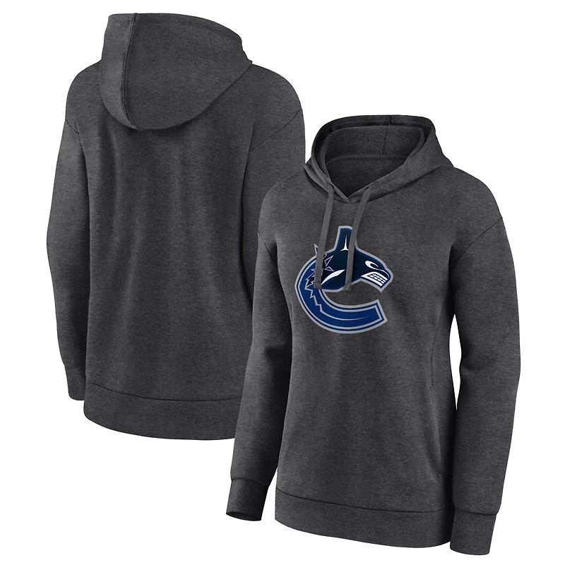 Women's Charcoal Vancouver Canucks Primary Logo Pullover Hoodie