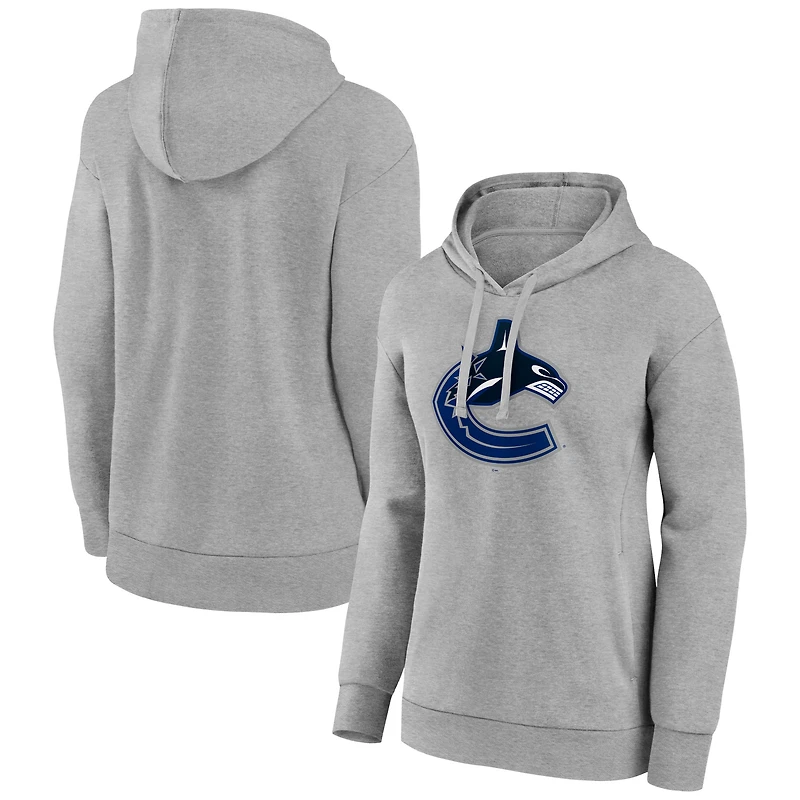 Women's Gray Vancouver Canucks Primary Logo Pullover Hoodie