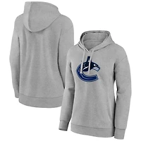 Women's Gray Vancouver Canucks Primary Logo Pullover Hoodie