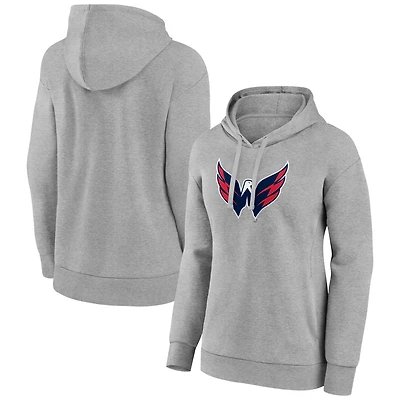 Women's Gray Washington Capitals Primary Logo Pullover Hoodie