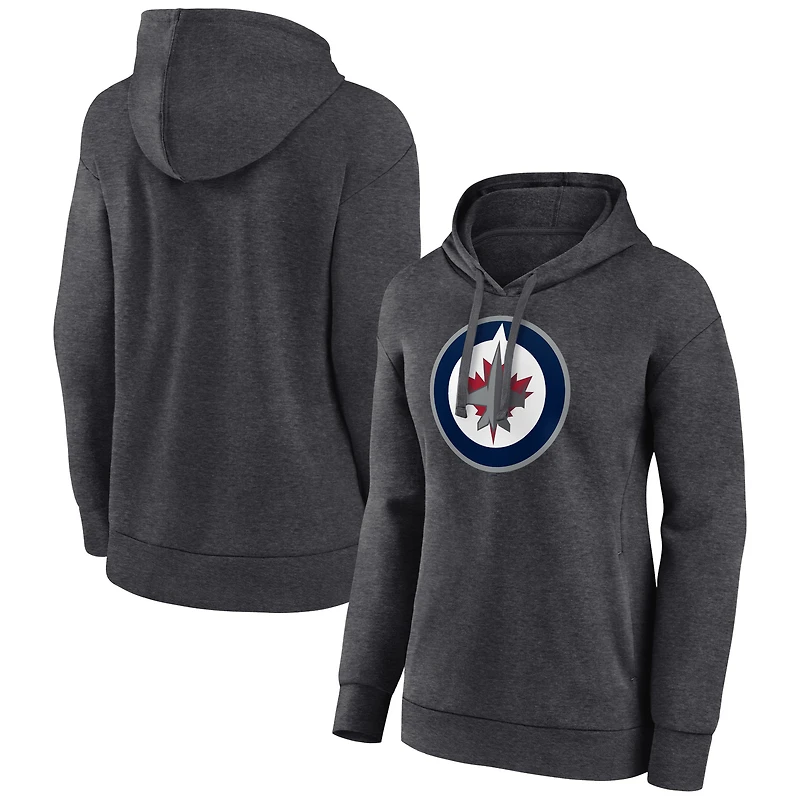 Women's Charcoal Winnipeg Jets Primary Logo Pullover Hoodie