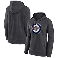Women's Charcoal Winnipeg Jets Primary Logo Pullover Hoodie