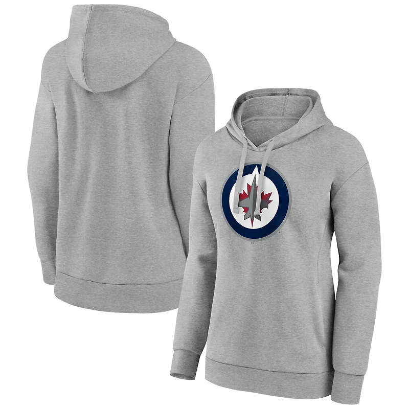 Women's Gray Winnipeg Jets Primary Logo Pullover Hoodie