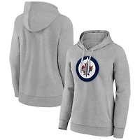 Women's Gray Winnipeg Jets Primary Logo Pullover Hoodie